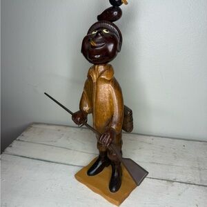 Vintage Romer Hand Crafted Hunter Man Duck Gun 14 Inches Italy Wooden Figurine